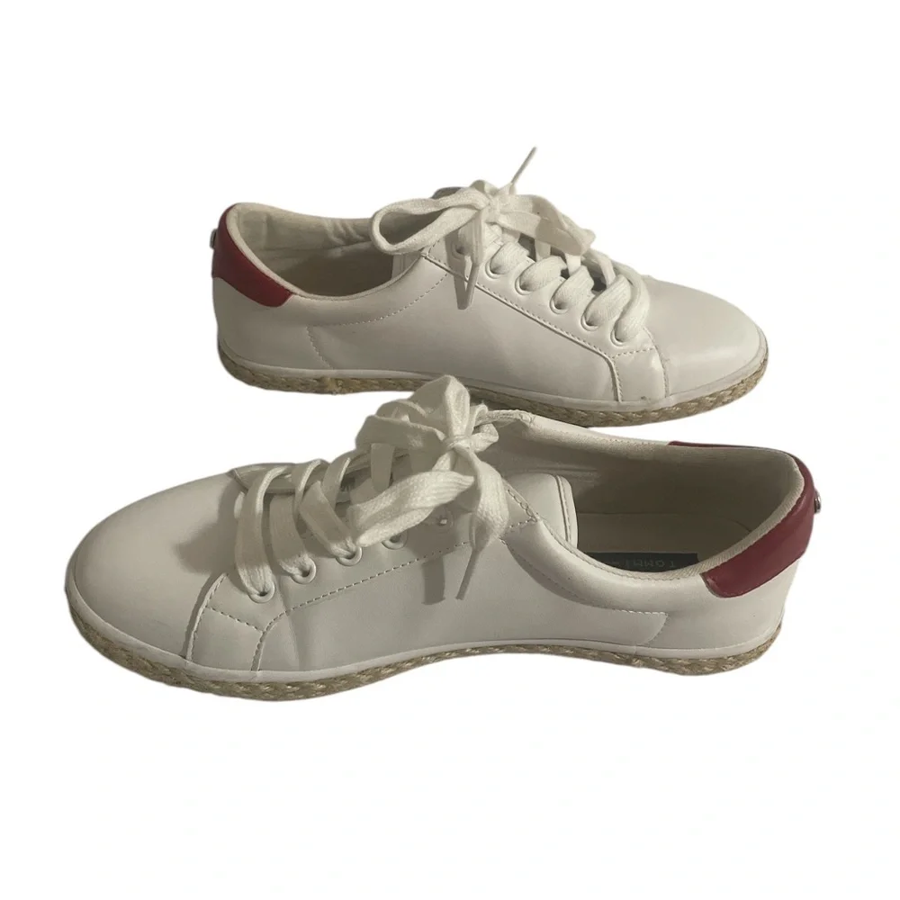 Tommy Hilfiger White/Red Low-Top Stripes Sneakers Women 8